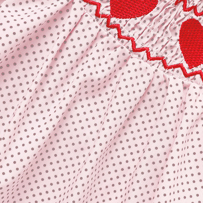 Smocked Romper for Newborn Baby Girls with Heart Embroidery