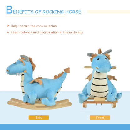 Blue Wooden Dinosaur/Rocking Horse for Toddler (18-36 Months)