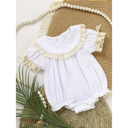 Baby Girl Lace White Bubble Romper
