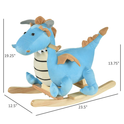 Blue Wooden Dinosaur/Rocking Horse for Toddler (18-36 Months)