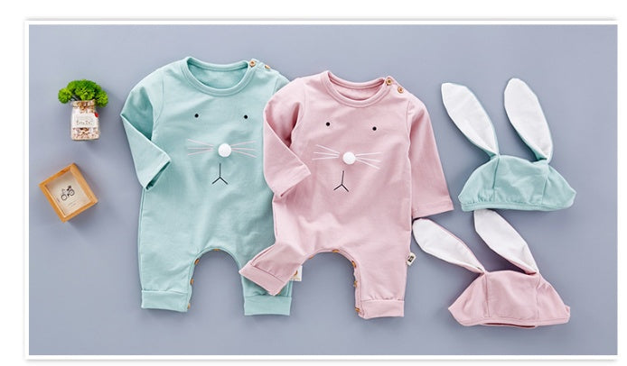 Baby Romper With Cute Long Ears Cap