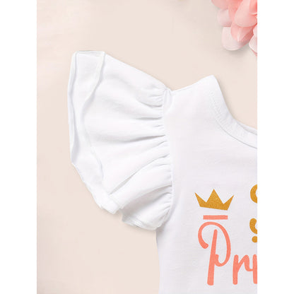3PCS Newborn Baby Girl Outfits Infant Letter Print Romper & Tutu Skirt & Headband Coming Home Clothes Set