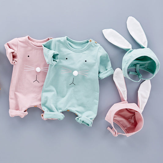 Baby Romper With Cute Long Ears Cap