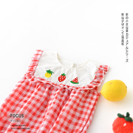 Baby Romper – Plaid Lace Sleeves, Triangle Design & Cute Style