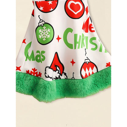 Toddler Ruffle Christmas Dress with Flared Pants and Headband Set