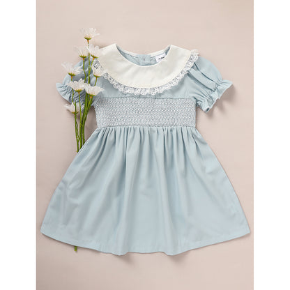 Toddler Smocked Lace Crew Neck Dress