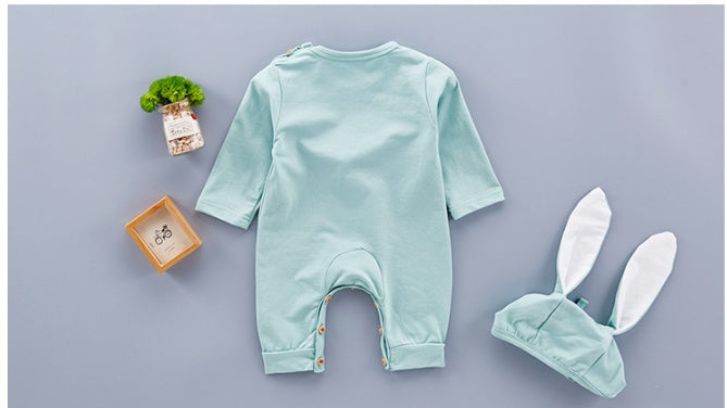 Baby Romper With Cute Long Ears Cap