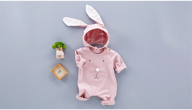 Baby Romper With Cute Long Ears Cap