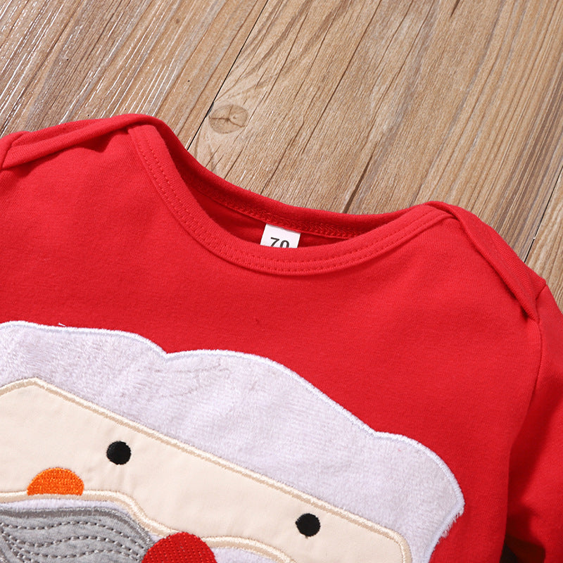 Holiday Embroidered Long Sleeve Rompers with Hat