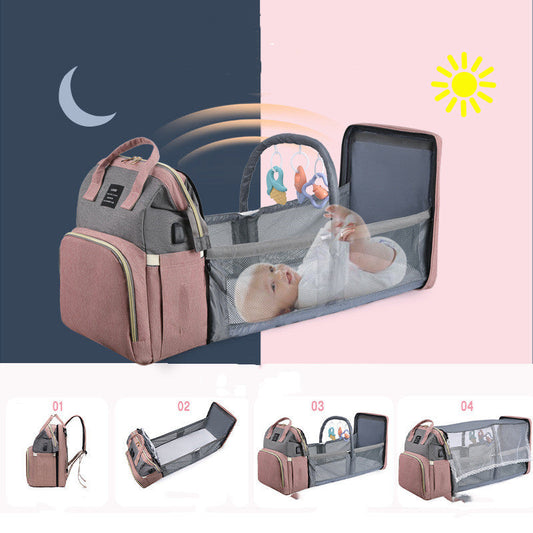 Diaper Bag Backpack Large Capacity Stylish & Spacious  Baby Crib