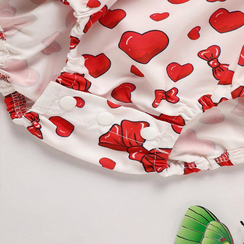 Newborn Ruffle Heart Print Romper