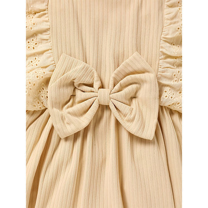 Infant Baby Girl Square Neck Onesie with Headband Beige Set