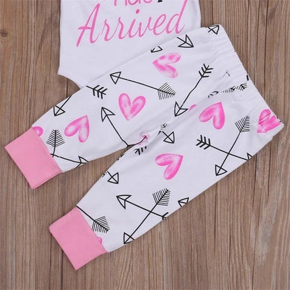 Newborn Baby Girl Romper and Pants with Hat and Headband Set