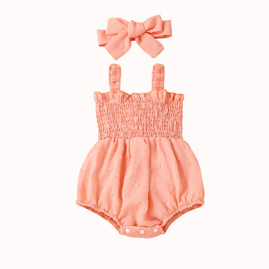 Sleeveless Rompers with Headband Set