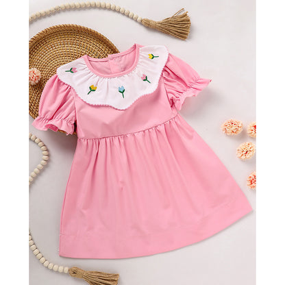 Toddler Spring Smocked Dress With Tulip Embroidery