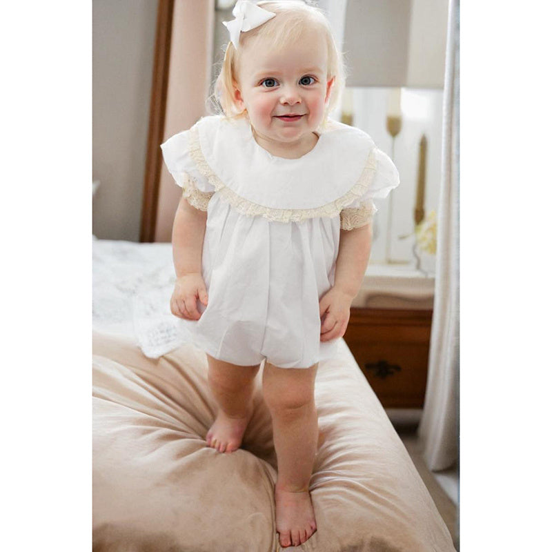 Baby Girl Lace White Bubble Romper