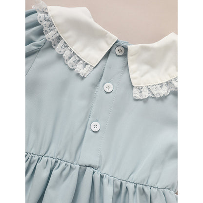 Toddler Smocked Lace Crew Neck Dress