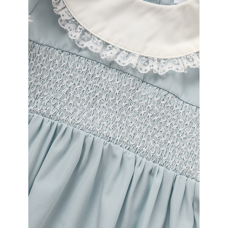 Toddler Smocked Lace Crew Neck Dress