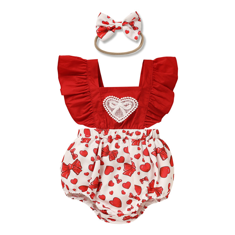 Newborn Ruffle Heart Print Romper