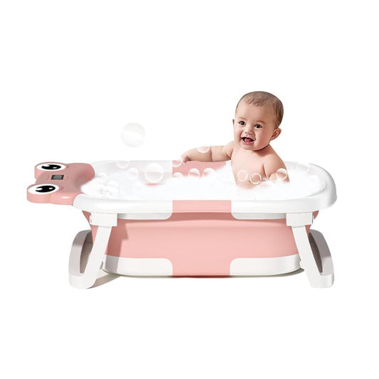 Baby Foldable Bath Tub with Soft Floating Cushion & Thermometer Set